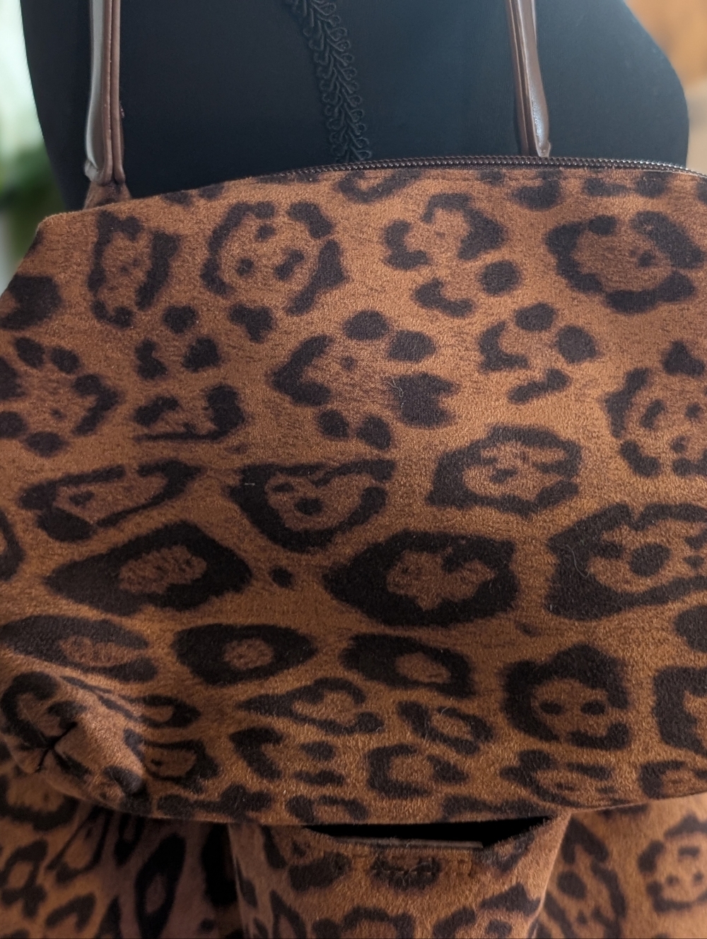 Leopard Print Hobo Bag & Matching Makeup Pouch Animal Print Shoulder Purse - Picture 7 of 11